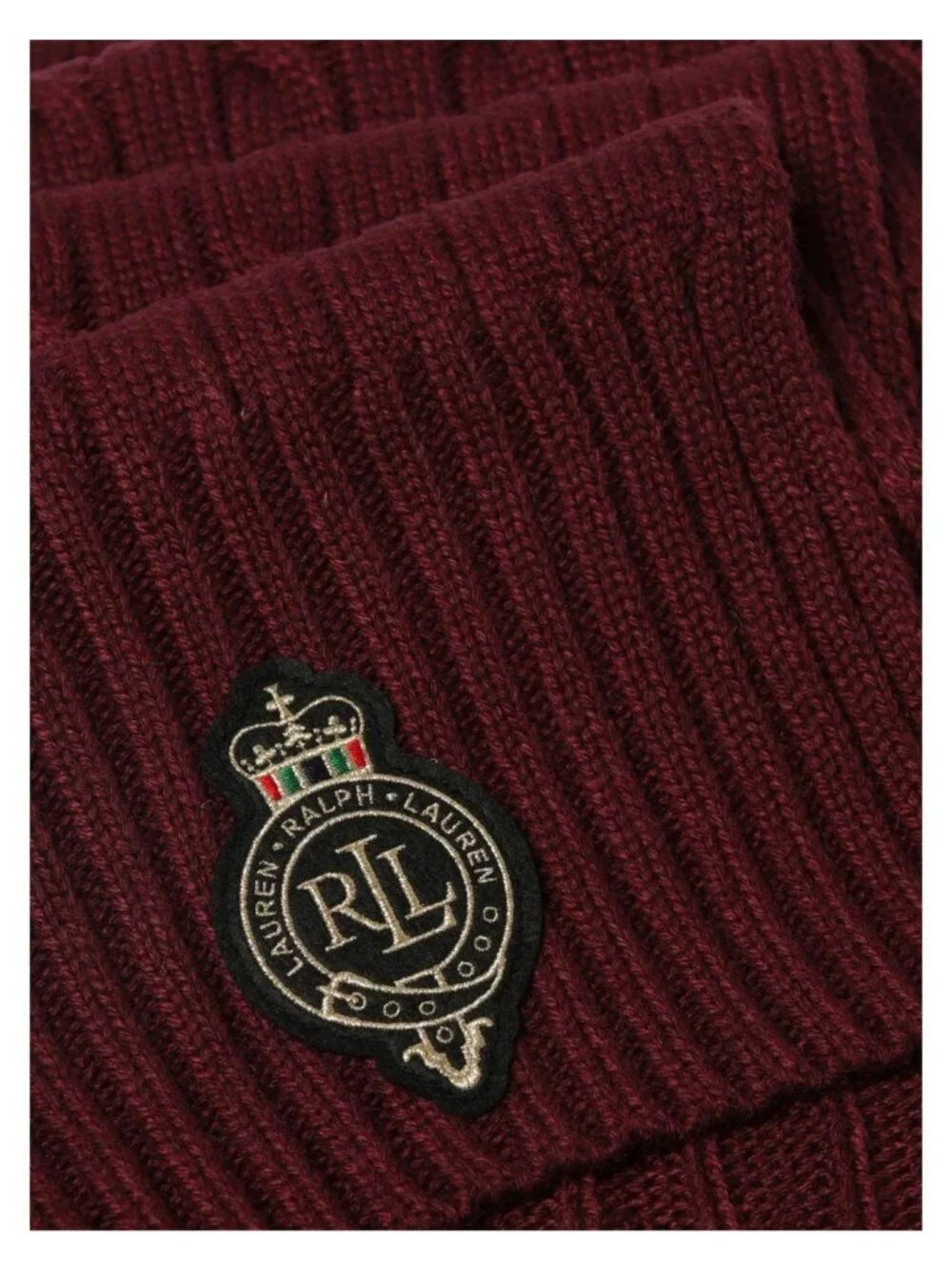NWT Ralph Lauren Cable Knit Logo Scarf Burgundy Size One Size